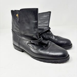 VELEZ Women’s Black Leather Boots Zip Up Buckle Logo Made In Columbia Size 38